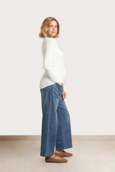 Nom Maternity Liv Long Sleeve Crew Neck Tee In White