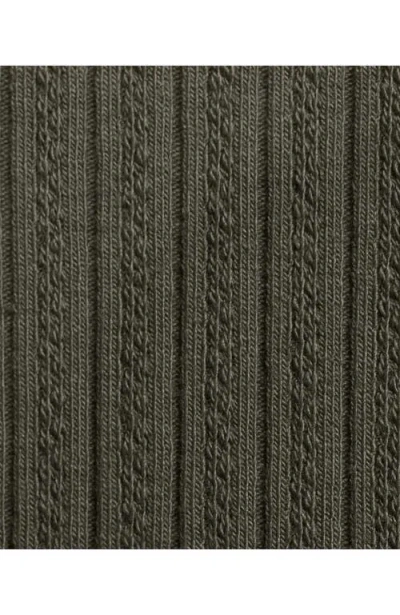 Lands' End Elbow Sleeve Pointelle Rib Mock Neck In Green