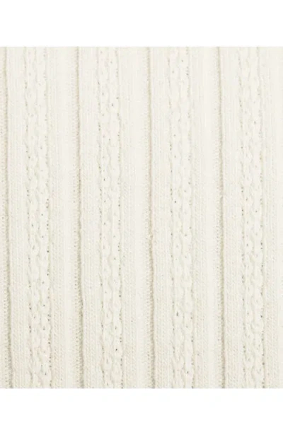 Lands' End Elbow Sleeve Pointelle Rib Mock Neck In White