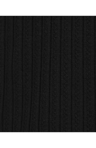 Lands' End Elbow Sleeve Pointelle Rib Mock Neck In Black