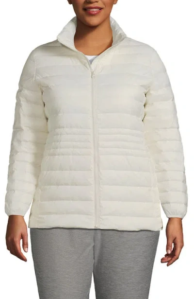 Lands' End Plus Size Wanderweight Packable Down Jacket In Neutral