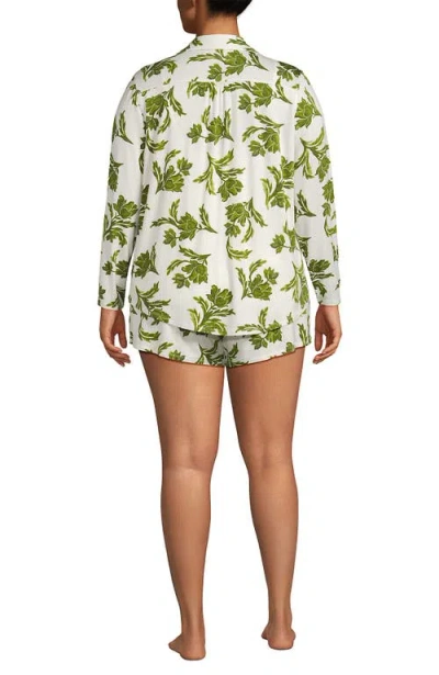 Lands' End Cooling 3 Piece Pajama Set In Green