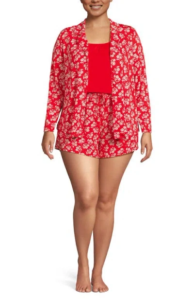 Lands' End Cooling 3 Piece Pajama Set In Red