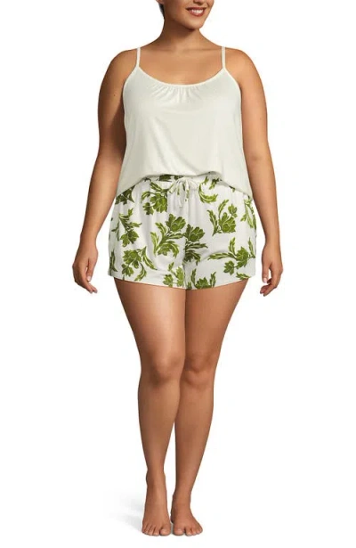 Lands' End Cooling 3 Piece Pajama Set In Green