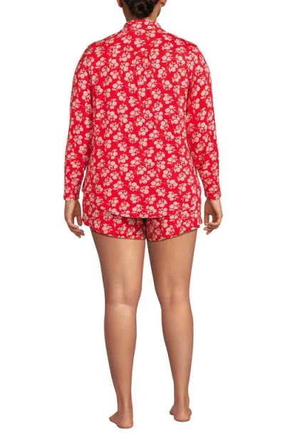 Lands' End Cooling 3 Piece Pajama Set In Red