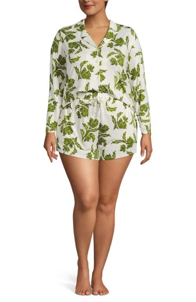 Lands' End Cooling 3 Piece Pajama Set In Green