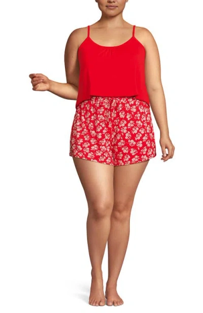 Lands' End Cooling 3 Piece Pajama Set In Red