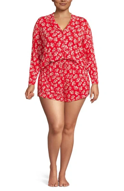 Lands' End Cooling 3 Piece Pajama Set In Red