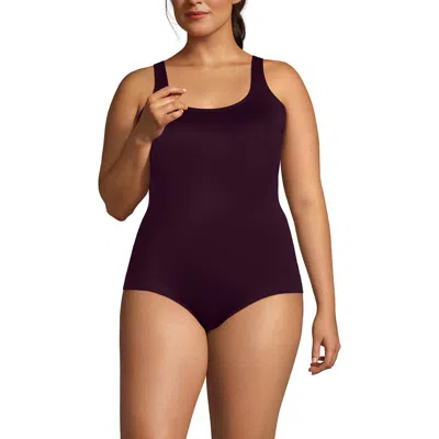 Lands' End Plus Size Dd-cup Chlorine Resistant Scoop Neck Soft Cup Tugless Sporty One Piece Swimsuit In Burgundy