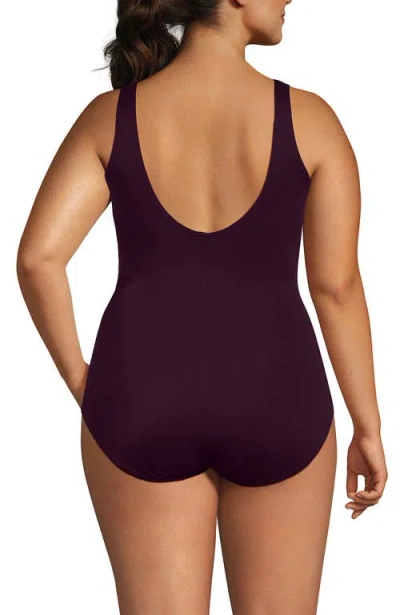 Lands' End Plus Size Dd-cup Chlorine Resistant Scoop Neck Soft Cup Tugless Sporty One Piece Swimsuit In Burgundy