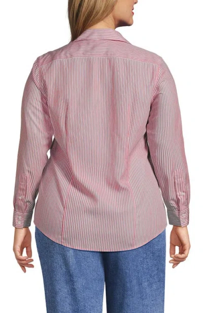 Lands' End Plus Size No Iron Button Front Shirt In Pink