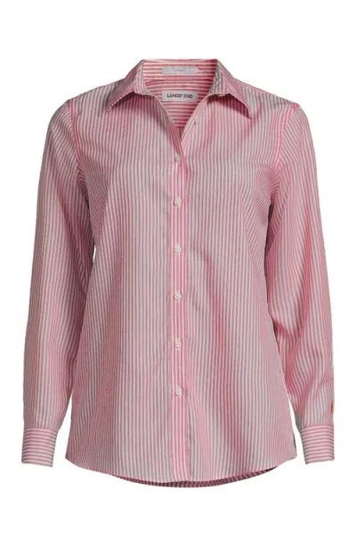 Lands' End Plus Size No Iron Button Front Shirt In Pink