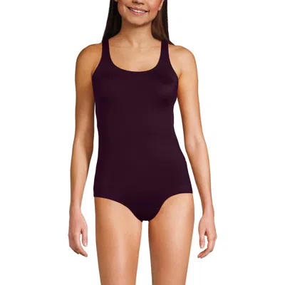 Lands' End Tugless Low Leg One Piece Swimsuit In Black
