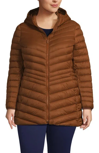 Lands' End Ultralight Packable Down Jacket In Brown