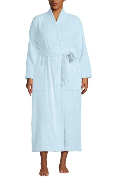 Lands' End Tall Cozy Plush Long Wrap Robe In Blue