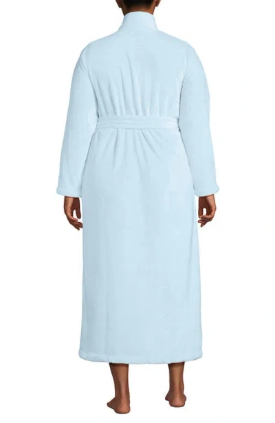 Lands' End Tall Cozy Plush Long Wrap Robe In Blue