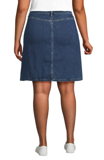 Lands' End Soft Denim Mid Rise Button Through Mini Skirt In Blue