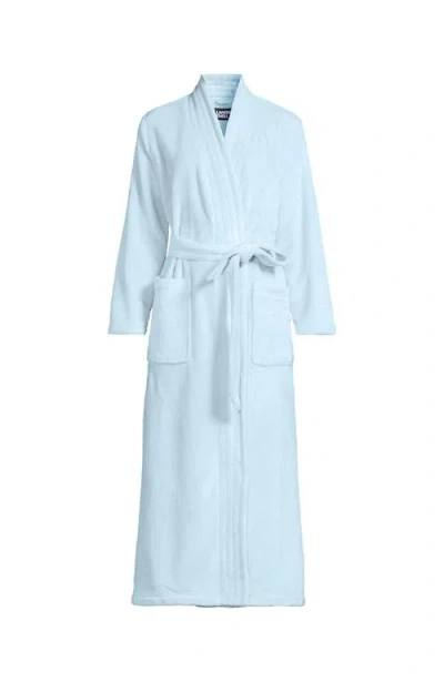 Lands' End Tall Cozy Plush Long Wrap Robe In Blue