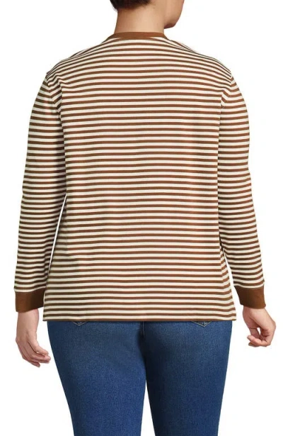 Lands' End Long Sleeve Cotton Interlock Crew T-shirt In Multi
