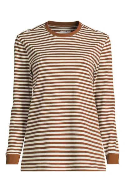 Lands' End Long Sleeve Cotton Interlock Crew T-shirt In Multi