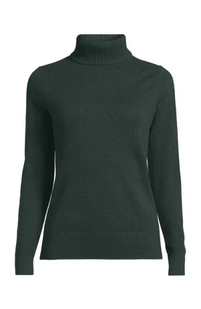 Lands' End Cashmere Turtleneck Sweater In Green