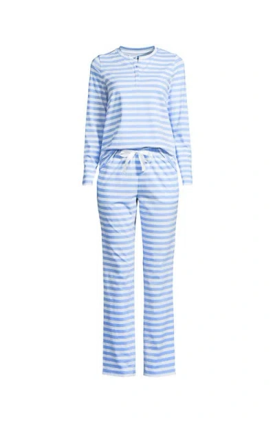 Lands' End Petite Knit 2 Piece Pajama Set In Blue