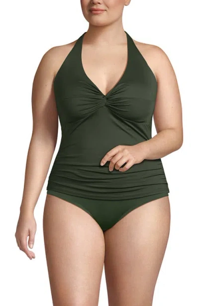 Lands' End Twist Halter Tankini Top In Green