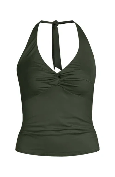 Lands' End Twist Halter Tankini Top In Green