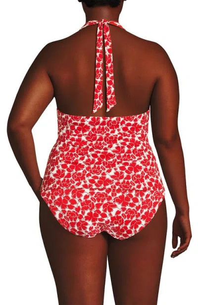 Lands' End Twist Halter Tankini Top In Red