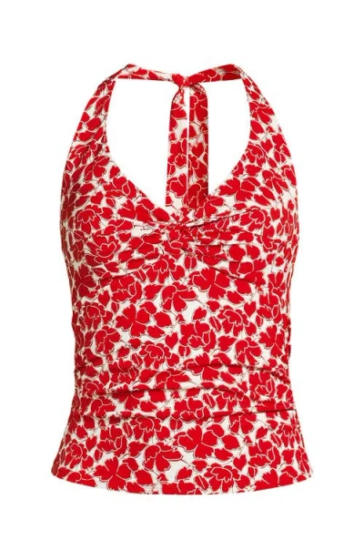 Lands' End Twist Halter Tankini Top In Red