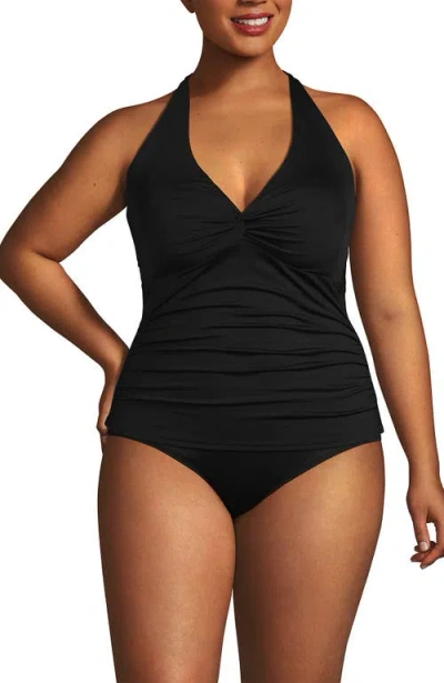 Lands' End Twist Halter Tankini Top In Black