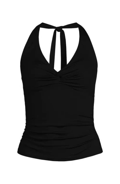 Lands' End Twist Halter Tankini Top In Black
