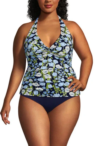 Lands' End Twist Halter Tankini Top In Multi