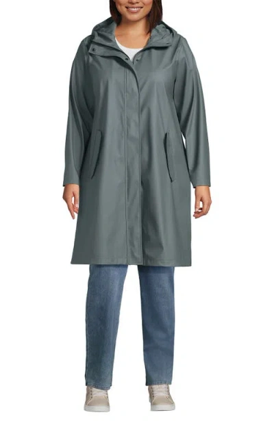 Lands' End Plus Size Squall Waterproof Slicker Raincoat In Gray