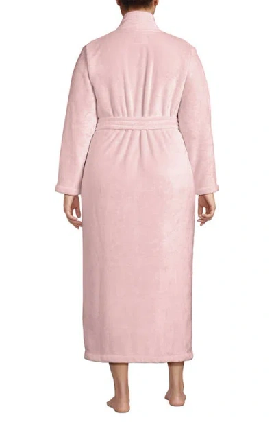 Lands' End Tall Cozy Plush Long Wrap Robe In Pink