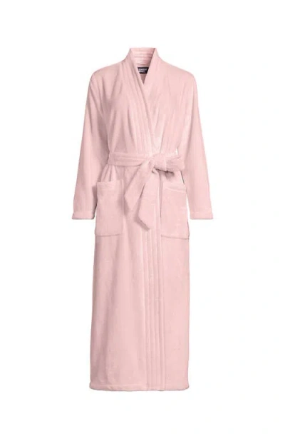 Lands' End Tall Cozy Plush Long Wrap Robe In Pink