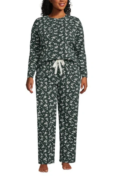 Lands' End Petite Knit 2 Piece Pajama Set In Green