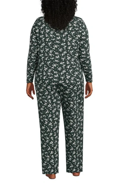 Lands' End Petite Knit 2 Piece Pajama Set In Green