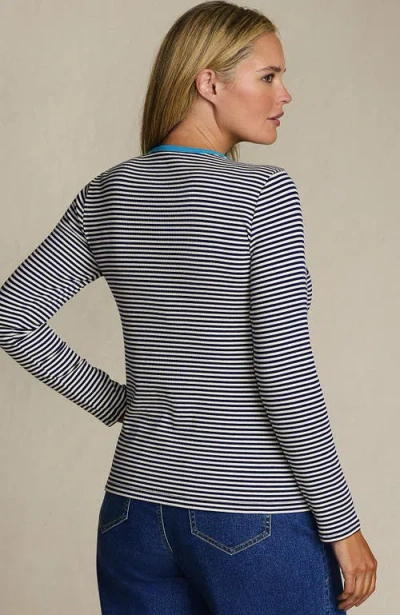 Lands' End Plus Size Long Sleeve Micro Rib T-shirt In Multi