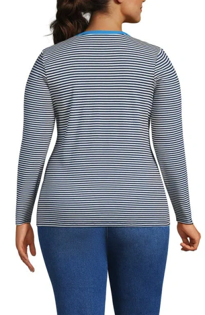 Lands' End Plus Size Long Sleeve Micro Rib T-shirt In Multi
