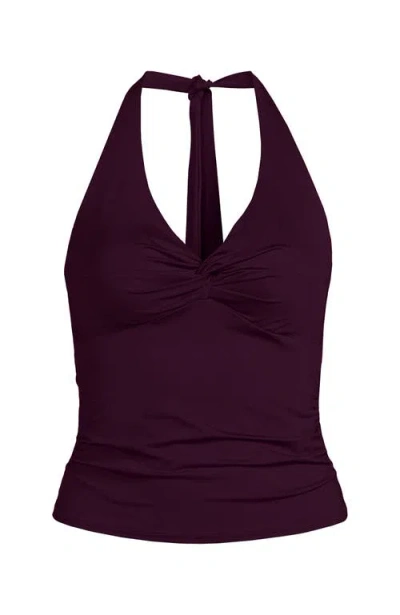 Lands' End Twist Halter Tankini Top In Black