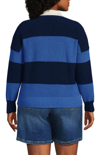 Lands' End Drifter Rugby With Woven Collar Sweater In Multi