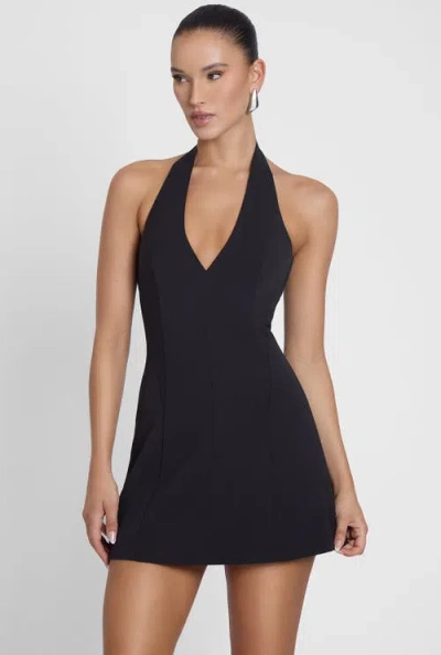 Leau Hera Halter Mini Dress In Black