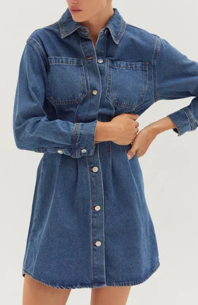 Crescent Denim Corset Waist Mini Dress In Blue