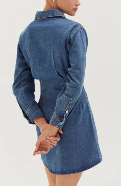 Crescent Denim Corset Waist Mini Dress In Blue