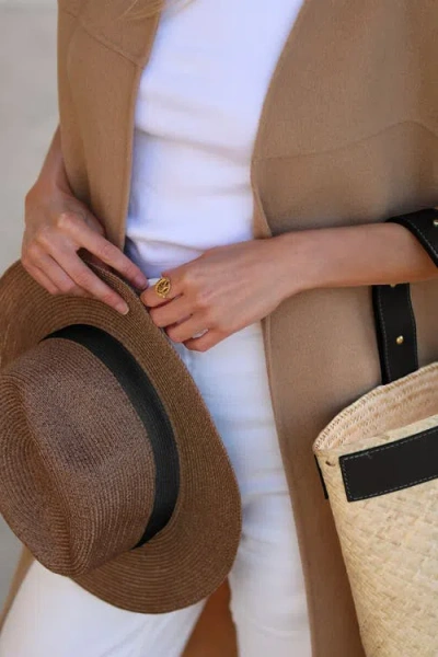 Lastelier Borneo Leather And Straw Bag In Black