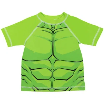 Marvel Short Sleeve Rash Guard & Swim Trunks In Multi
