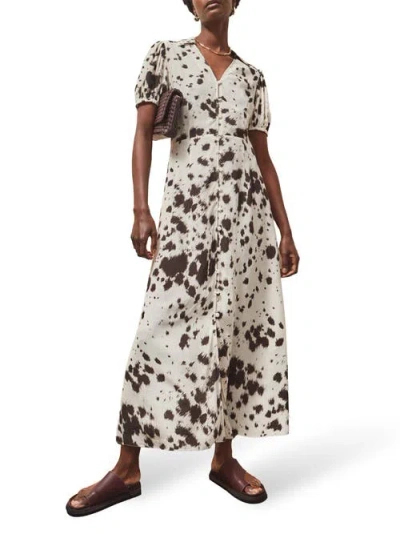 Ro&zo Animal Print Button Front Shirt Dress In Multi