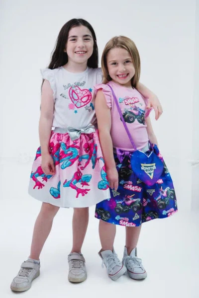 Monster Jam Sparkle Smash Tank Top Skirt & Bag Set In Pink