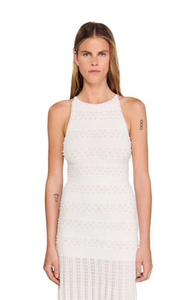 Sandro Beaded Dress In White